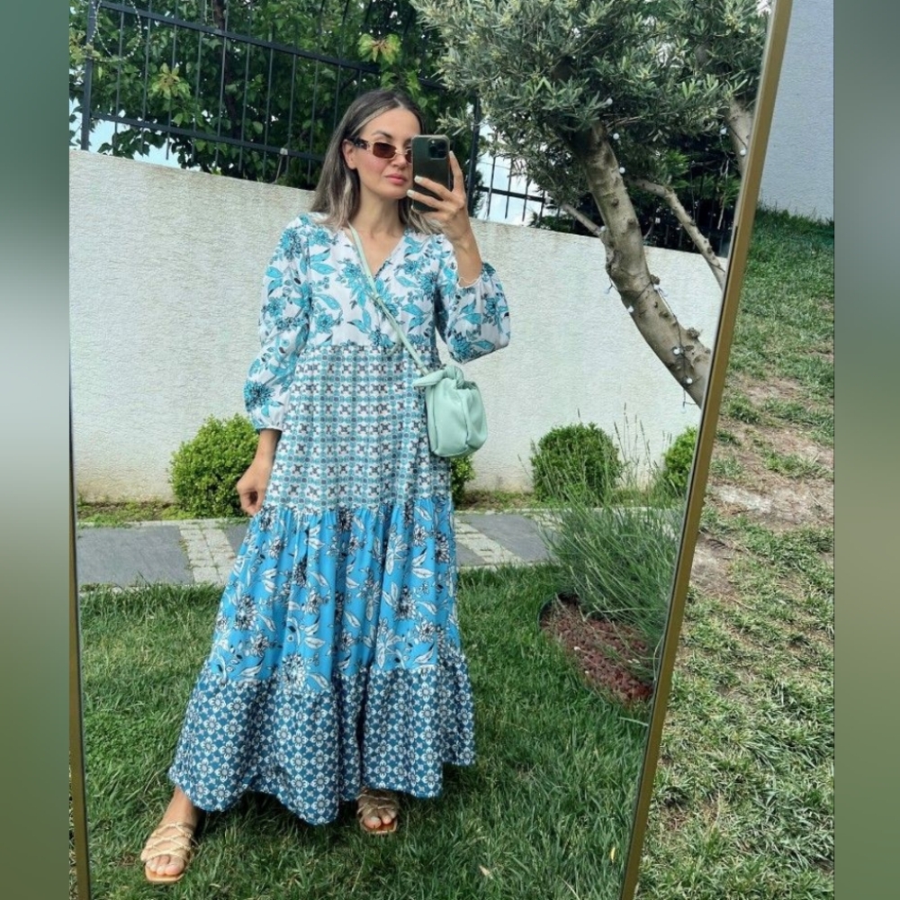 NWT ZARA BOHO PATCHWORK PRINT DRESS - Picture 2 of 13